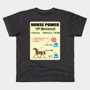 Horsepower Explanation Mechanical to electrical  horse power posters for Electrical and Mechanical engineers Kids T-Shirt